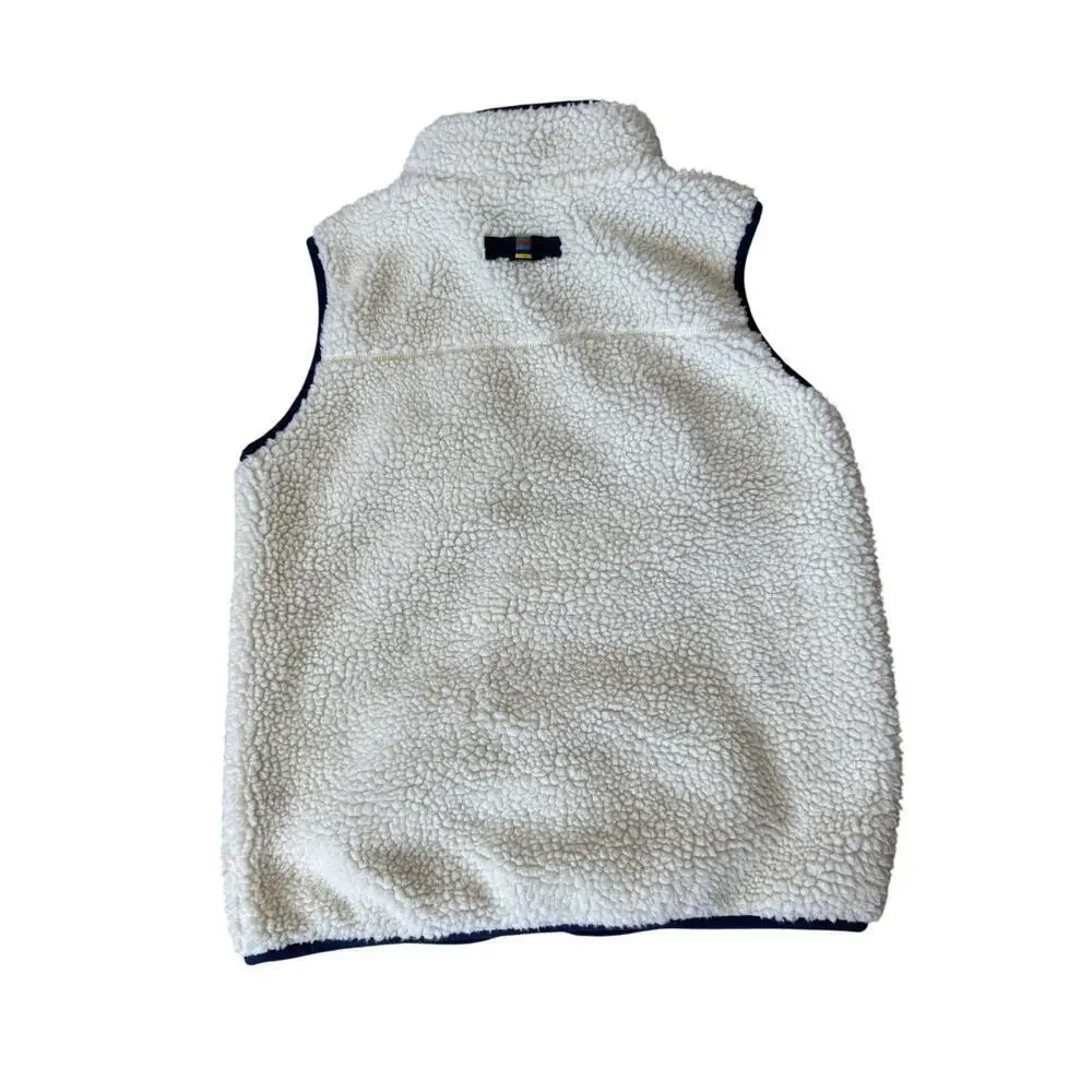MINI  BODEN White & blue kids vest size 11/12; 152cm, White fluffy sherpa